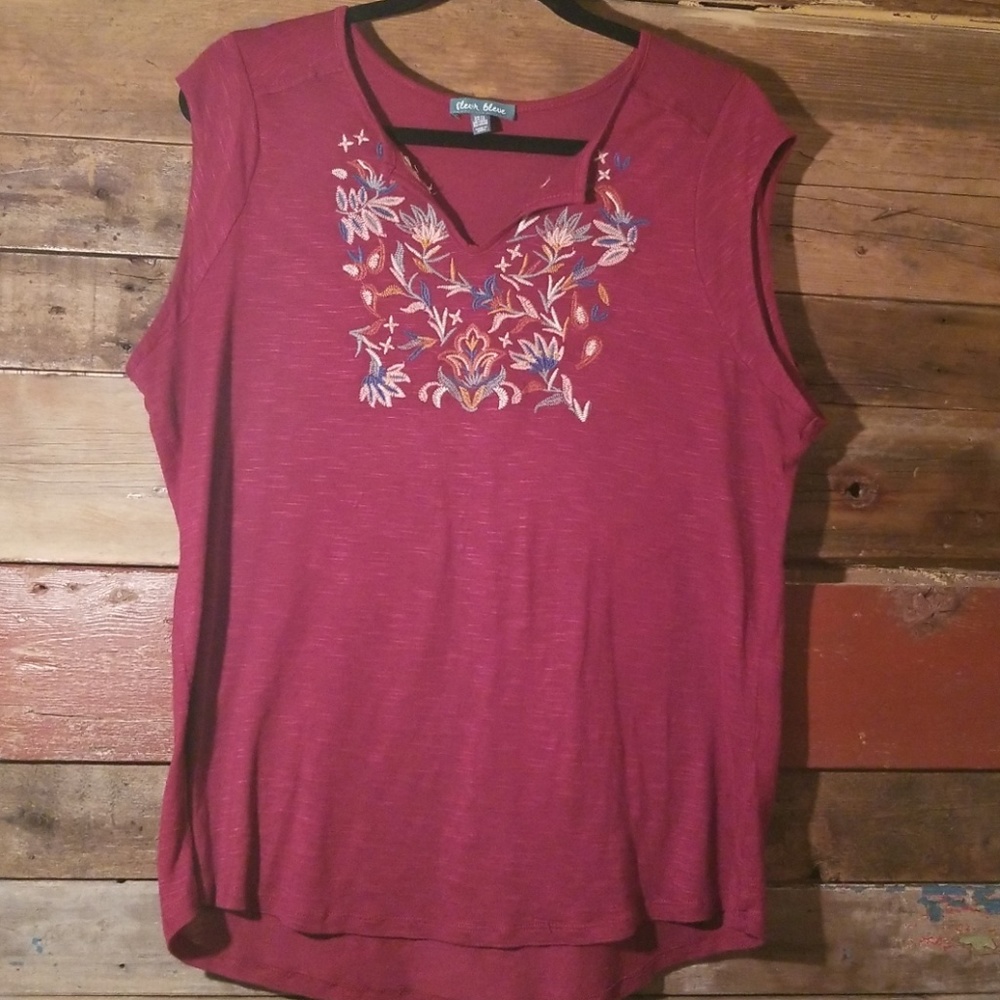 embroidered sleeveless top